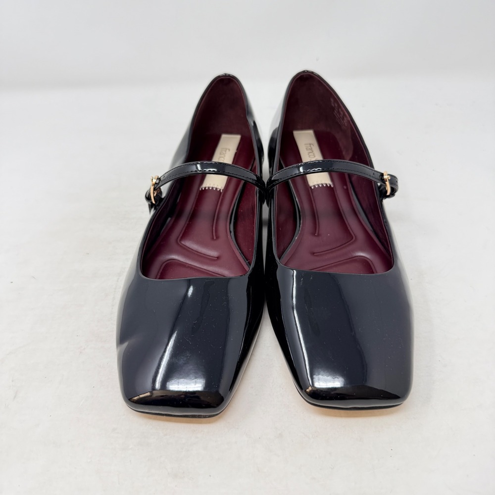 Franco Sarto Mary Jane Flats Black 9M Patent Leather Square Toe Tinsley - Picture 2 of 10